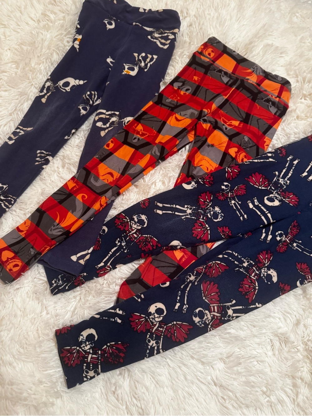 LuLaRoe Kids Halloween Leggings Trio - Navy, Orange & Red